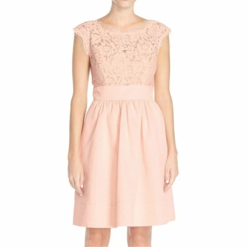Eliza J Floral Lace Peachy Blush Pink Mimosa Dress Size 8p